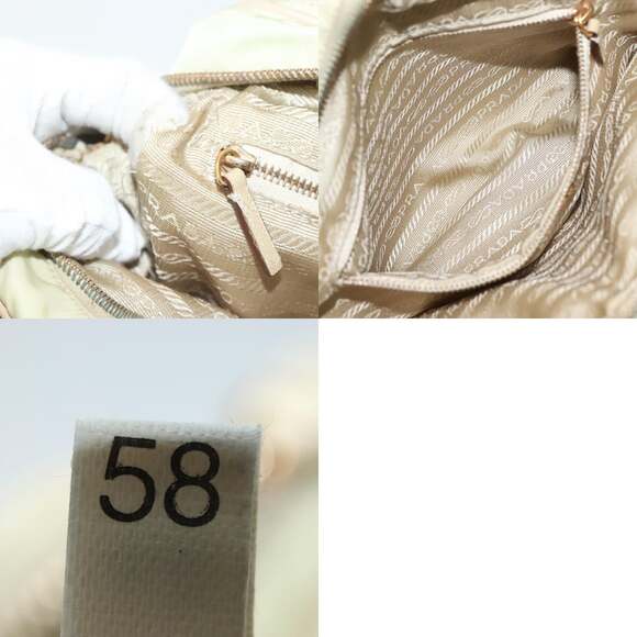 PRADA Shoulder Bag Nylon Beige Gold - Picture 13 of 13